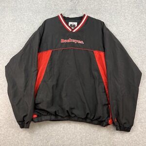 Ohio State Buckeyes Jacket Mens XXL Black Red Pullover Windbreaker 58 Sports Y2K